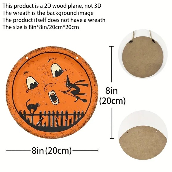 New Vintage Style Halloween Witch, Black Cat & Moon Sign - Picture 2 of 3